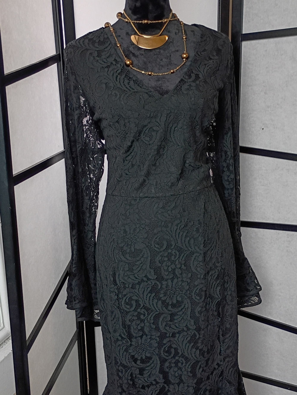 City Chic Black Lace  V-Neck Dress
